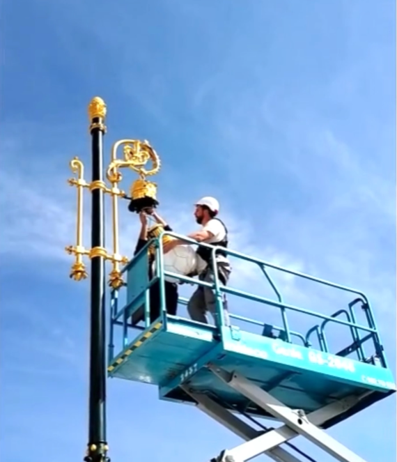 Restauración farolas de la puerta del príncipe del Palacio Real de Madrid por Proiescon